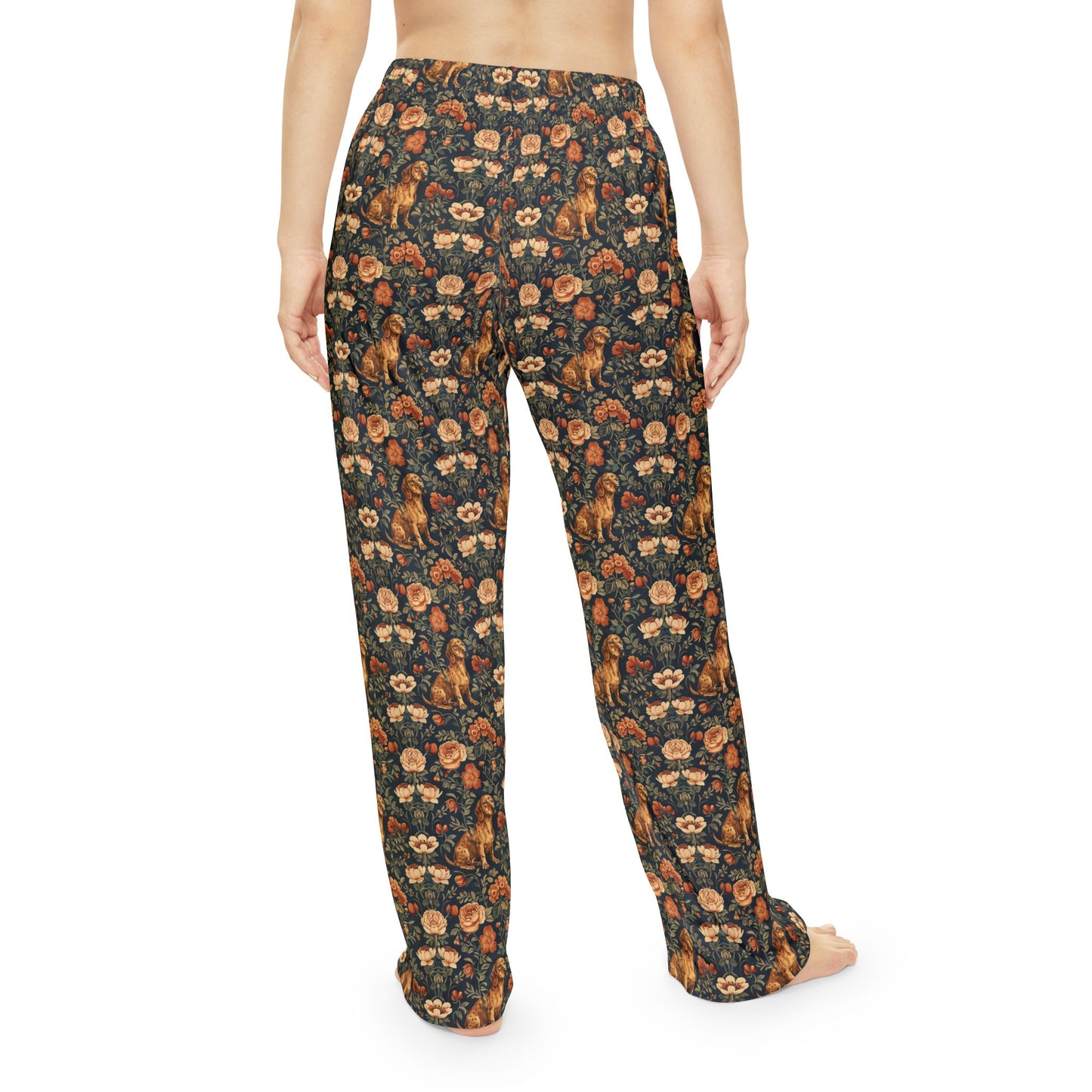 Dazzling Dachsund Blossoms & Foliage Women's Pajama Pants