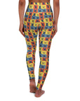 Frenchie Pop Art Pawfection Grid High Waisted Yoga Leggings