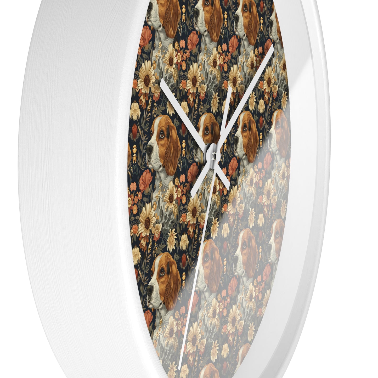 Beagle Blossoms Wall Clock