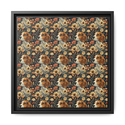 Beagle Blossoms Matte Canvas, Framed