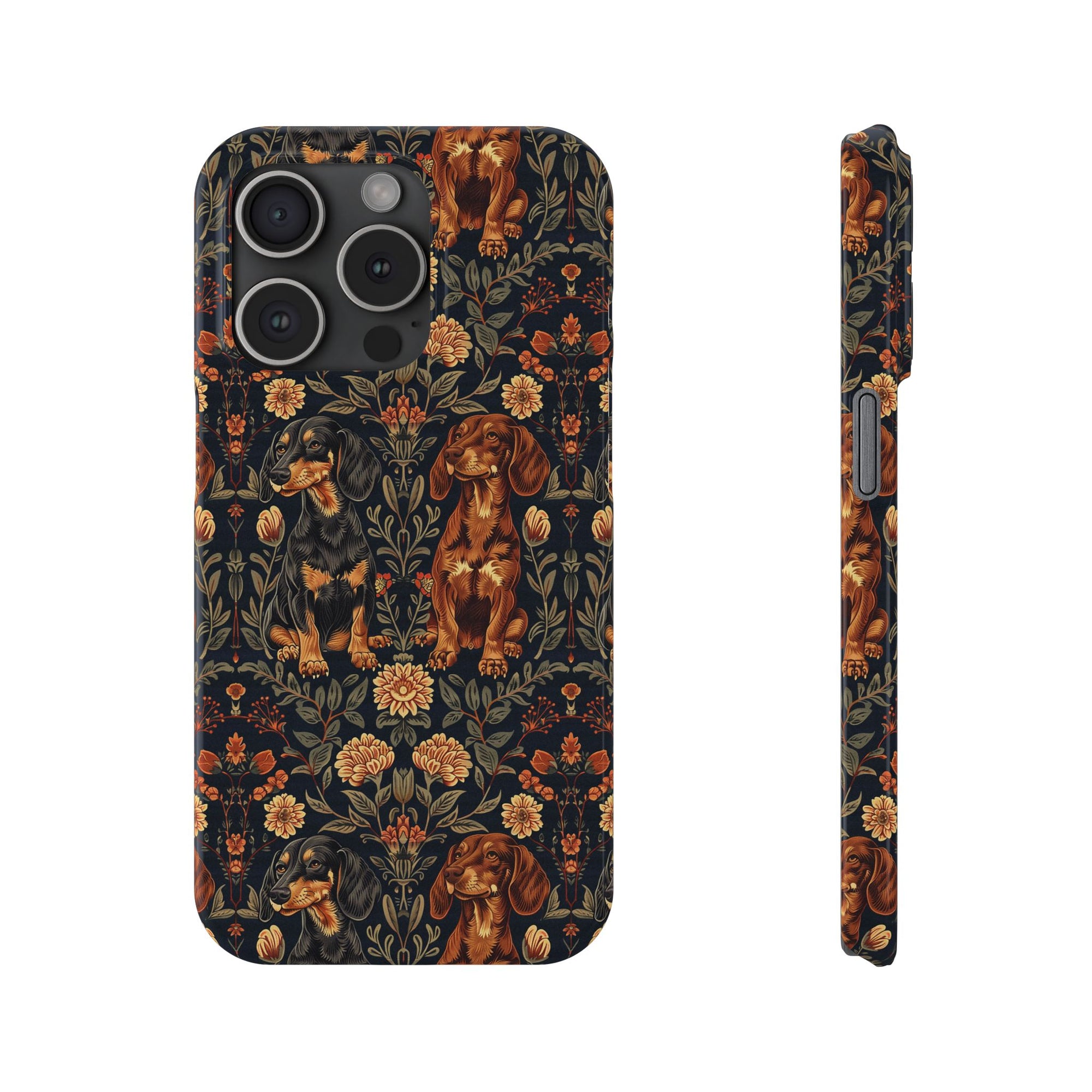 Dapper Dachshund Embroidery Elegance Slim Phone Cases