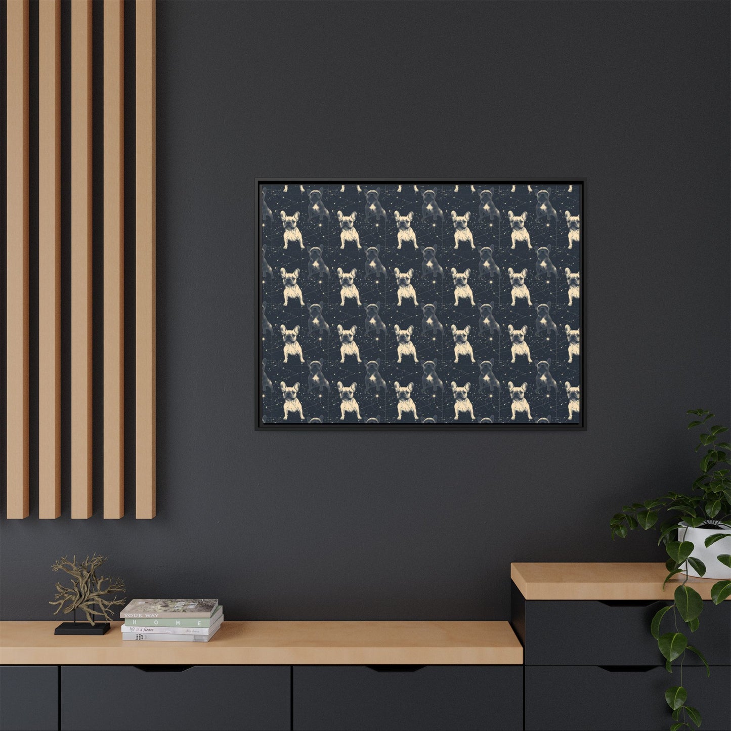 Frenchie Celestial Soar Matte Canvas, Framed