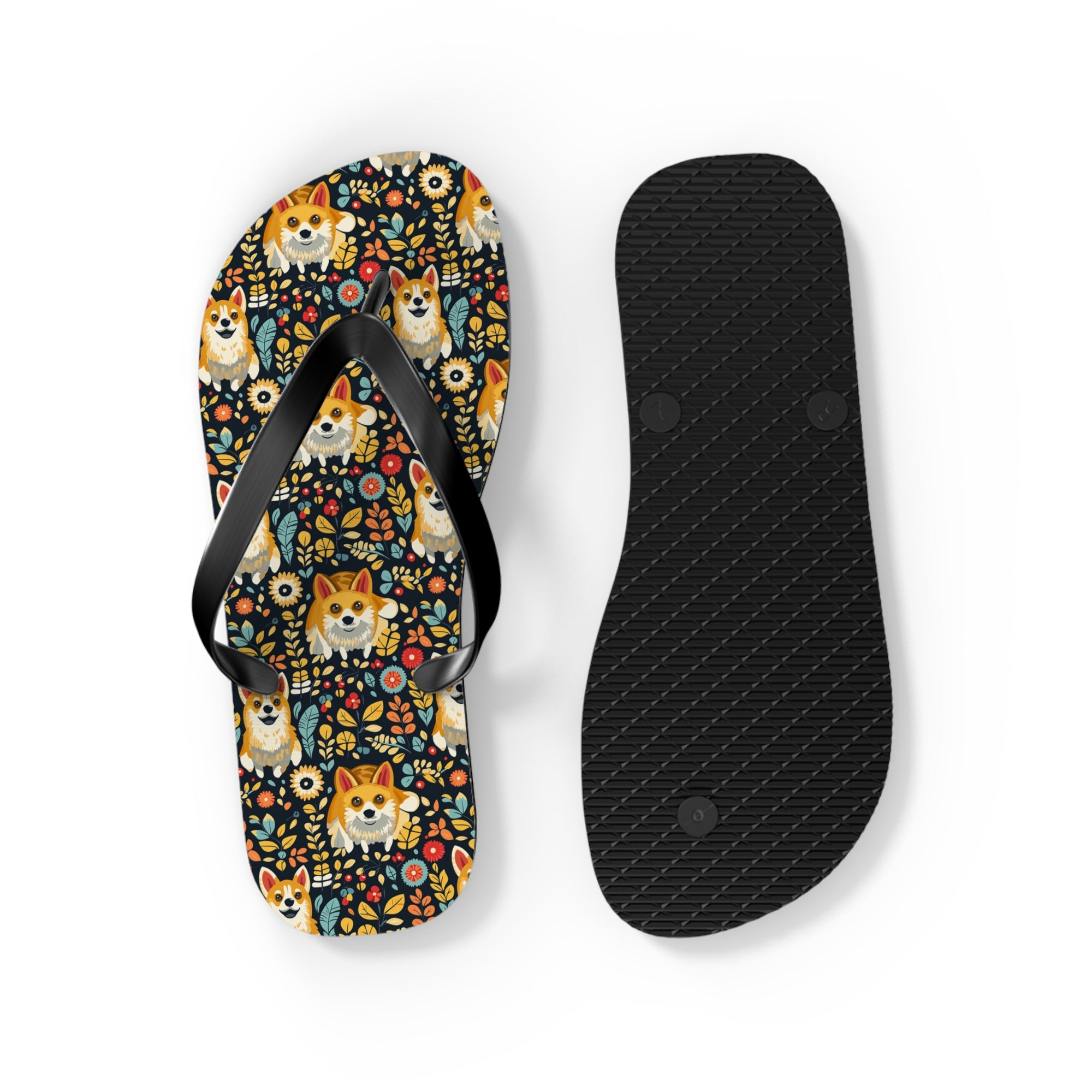 Corgi Rainbow Vine Dream Flip Flops