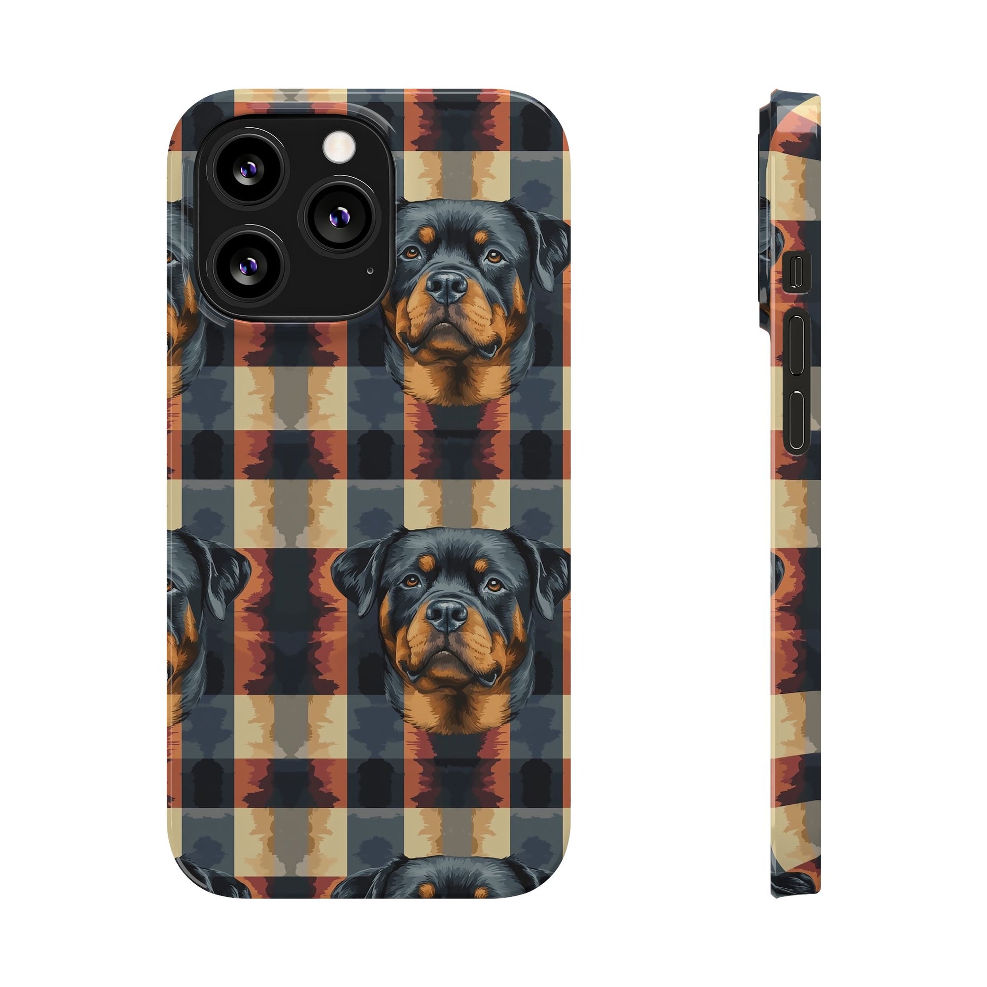 Pawsome Rottweiler Royalty Plaid Slim Phone Cases