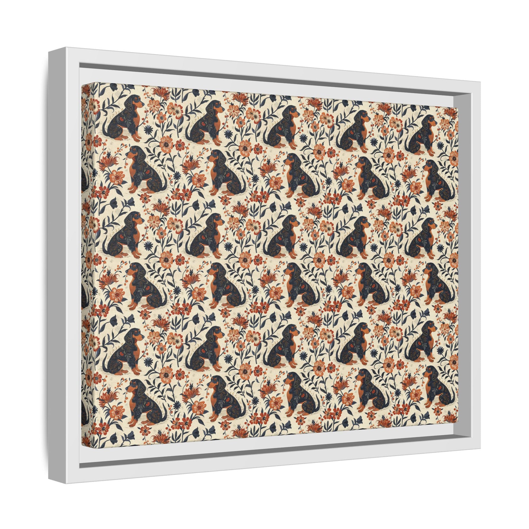 Blossoming Dachshunds Delight Matte Canvas, Framed