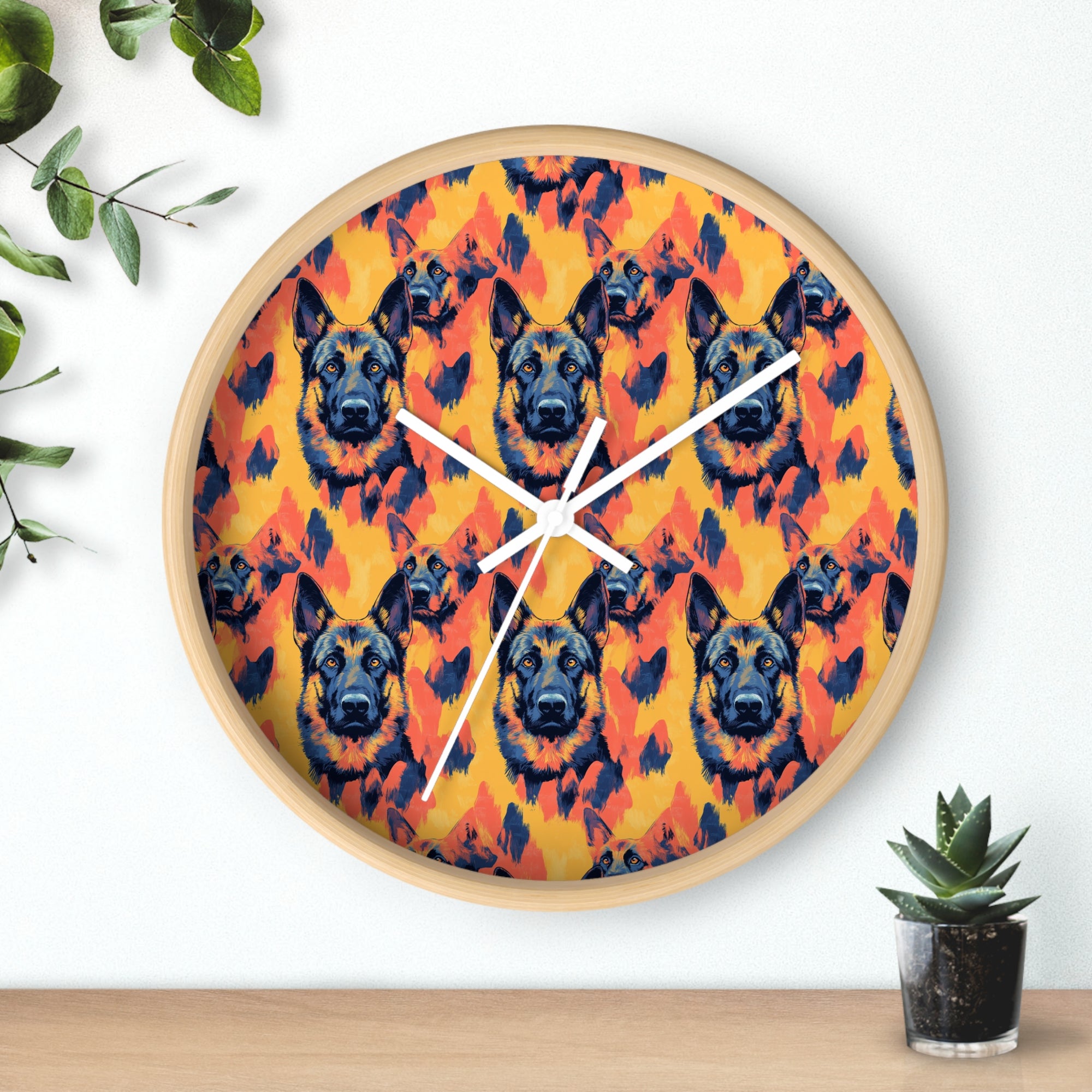 Impressionistic German Shepherds Wall Clock