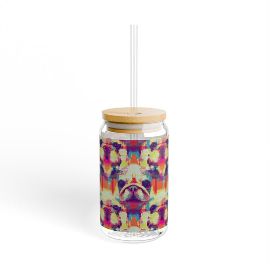 Glitchy Bulldog Blitz Sipper Glass