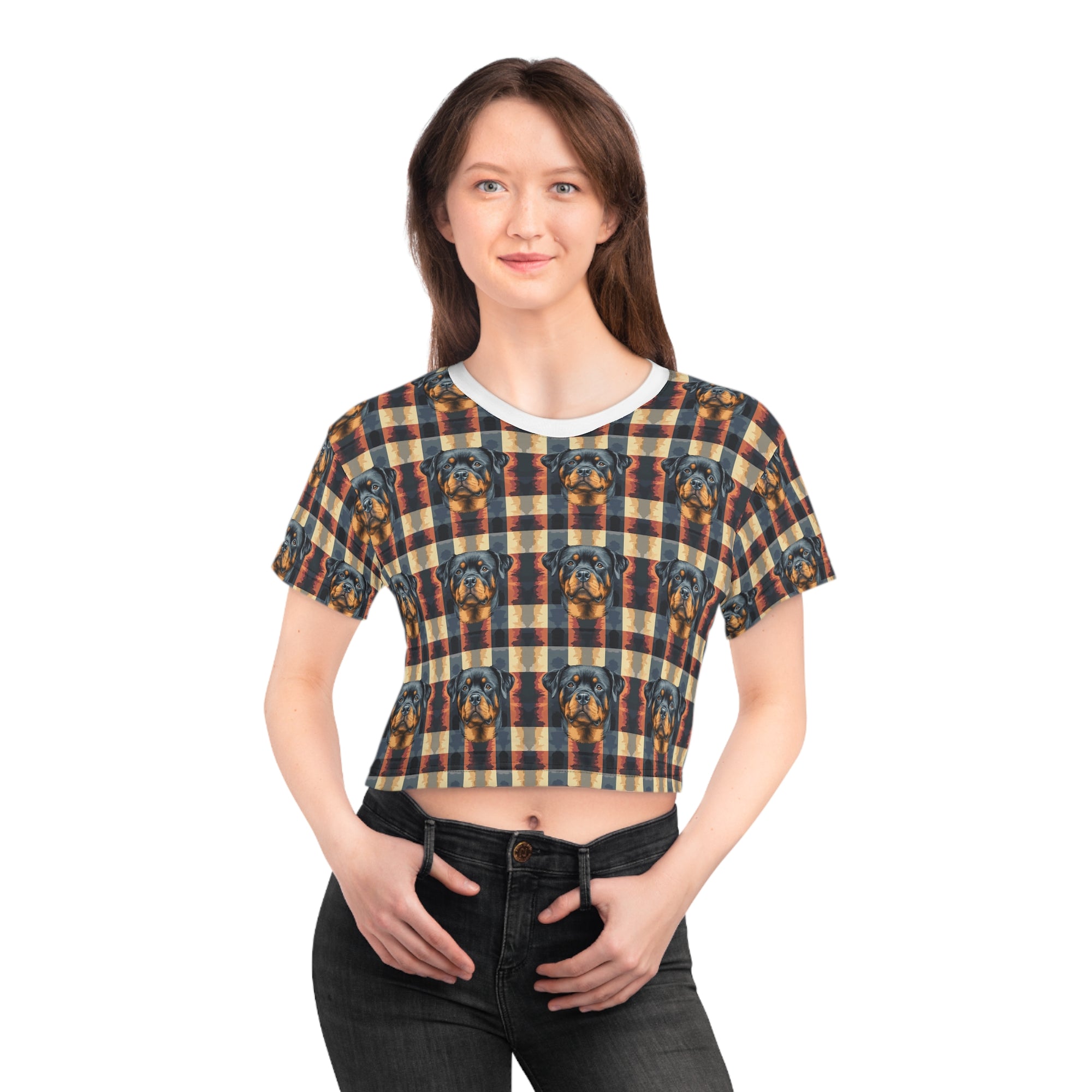 Pawsome Rottweiler Royalty Plaid Crop Tee