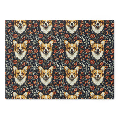 Floofy Corgi Blossom Blast Cutting Board