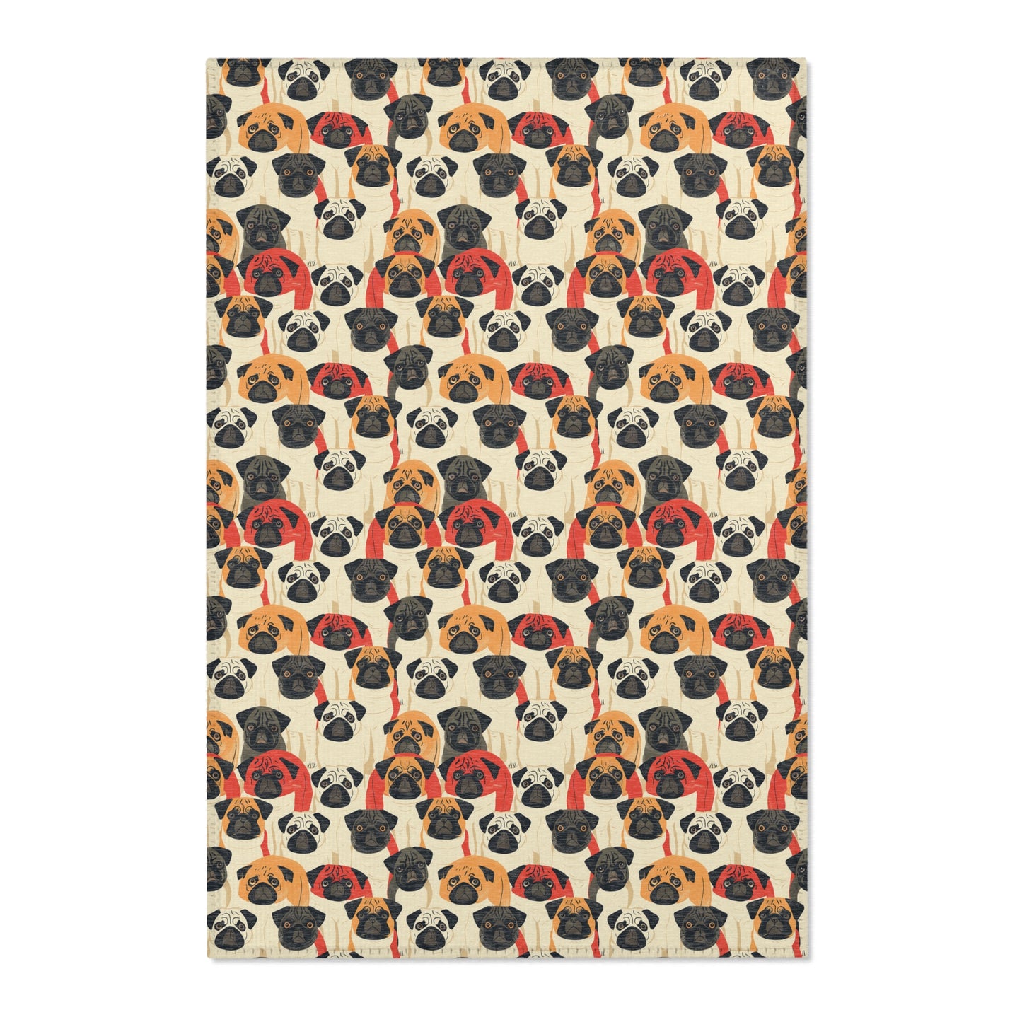 Whimsical Pug Geometry - Playful Pug Pattern Area Rug