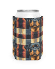 Pawsome Rottweiler Royalty Plaid Can Cooler Sleeve