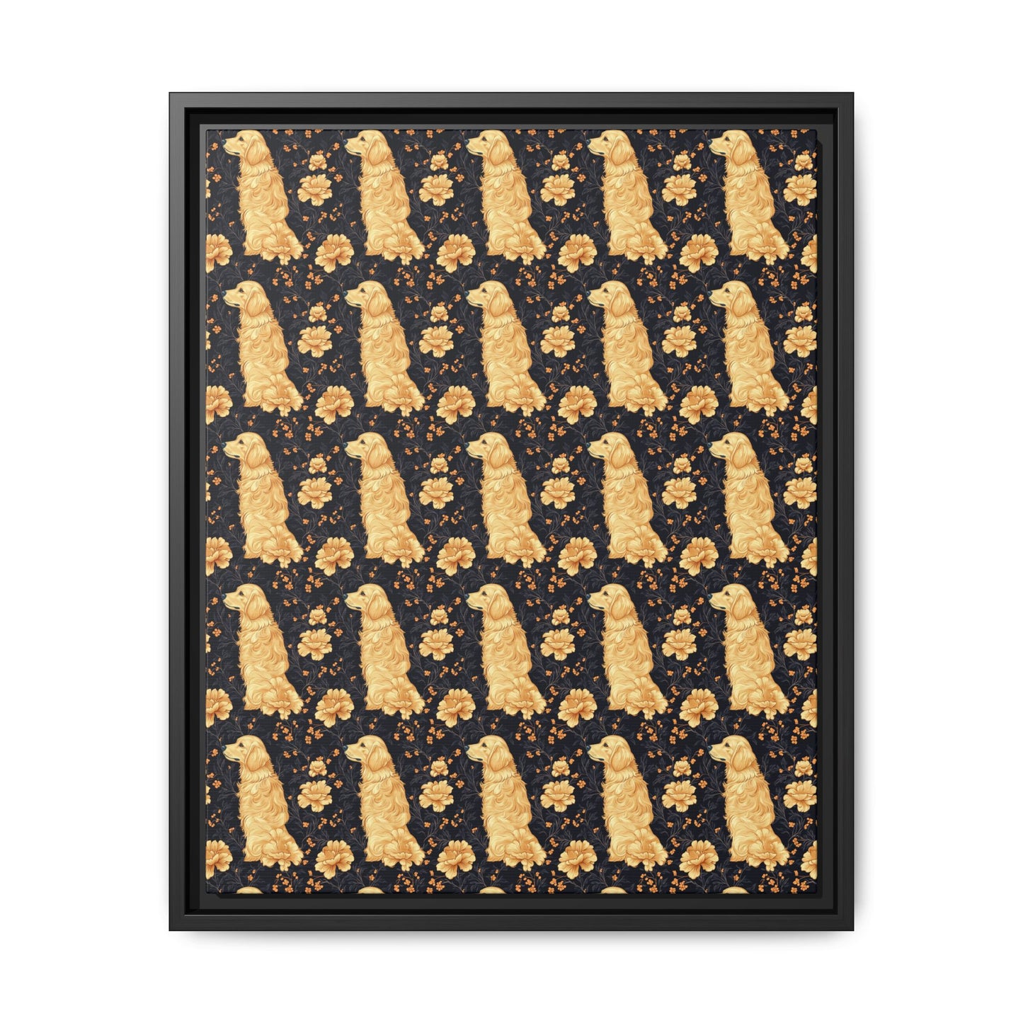 Golden Paws Floral Frenchie Matte Canvas, Framed