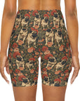 Blooming Pug Paradise High Waisted Yoga Shorts