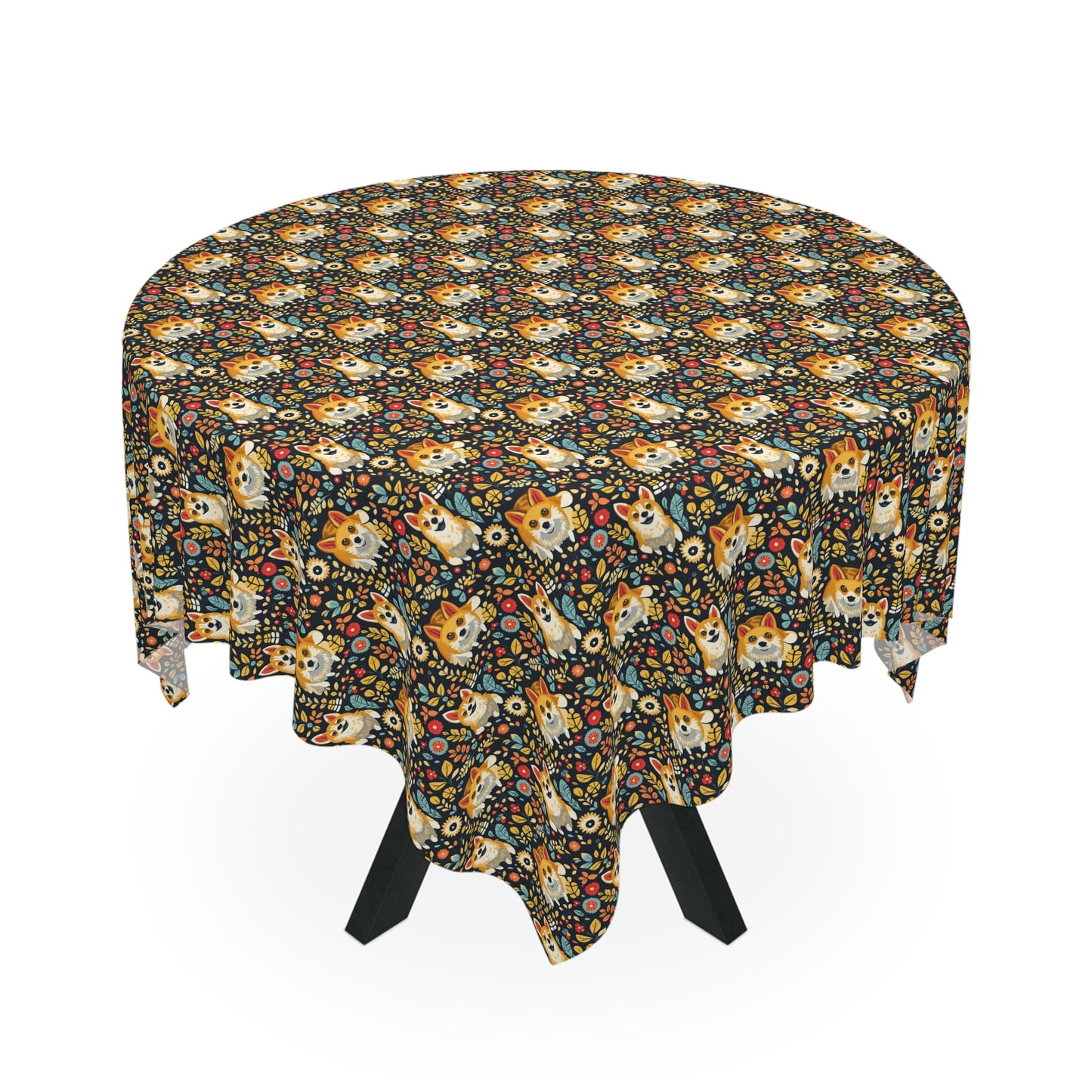 Corgi Rainbow Vine Dream Tablecloth