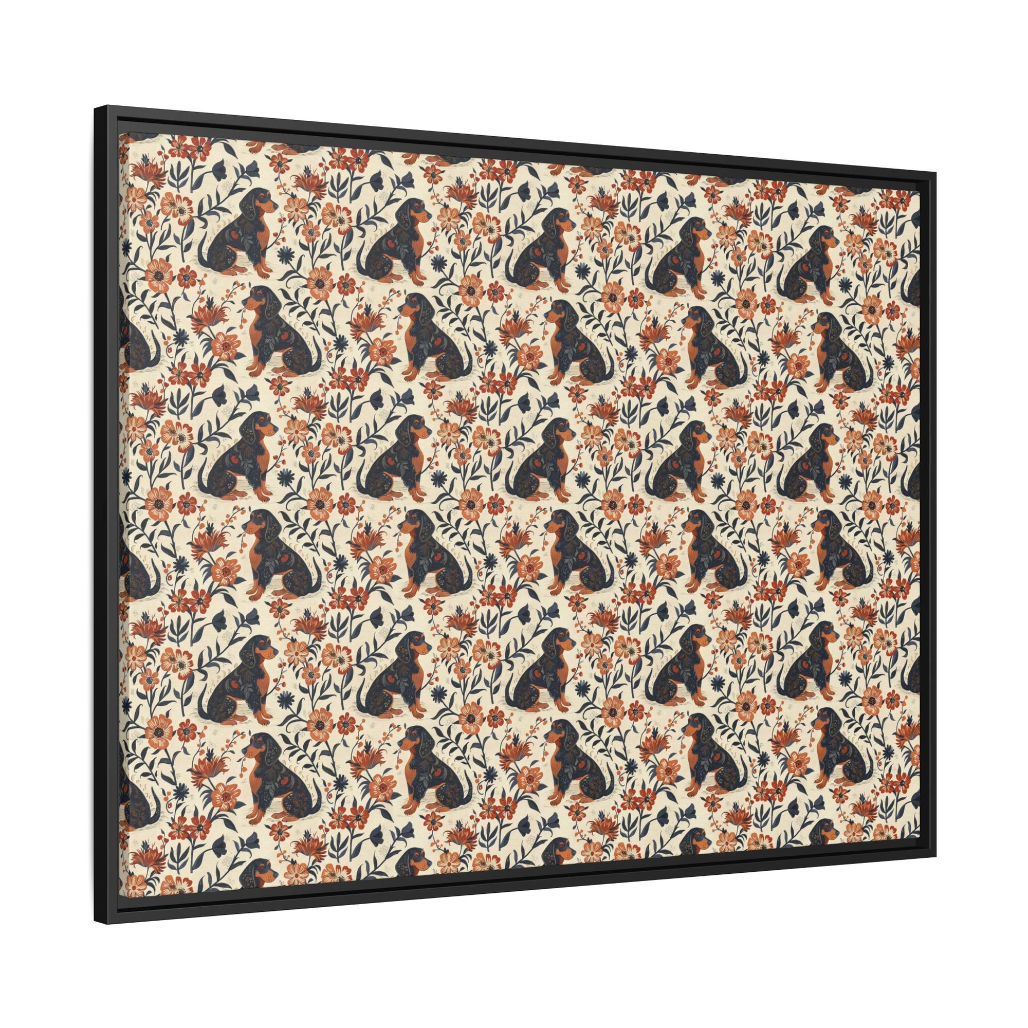 Blossoming Dachshunds Delight Matte Canvas, Framed