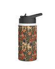 Blooming Pug Paradise Stainless Steel Water Bottle