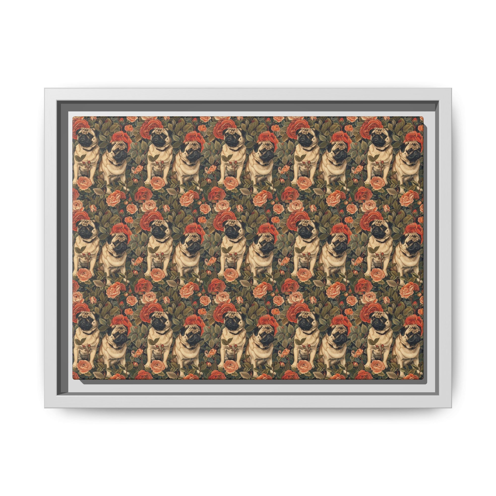 Blooming Pug Paradise Matte Canvas, Framed