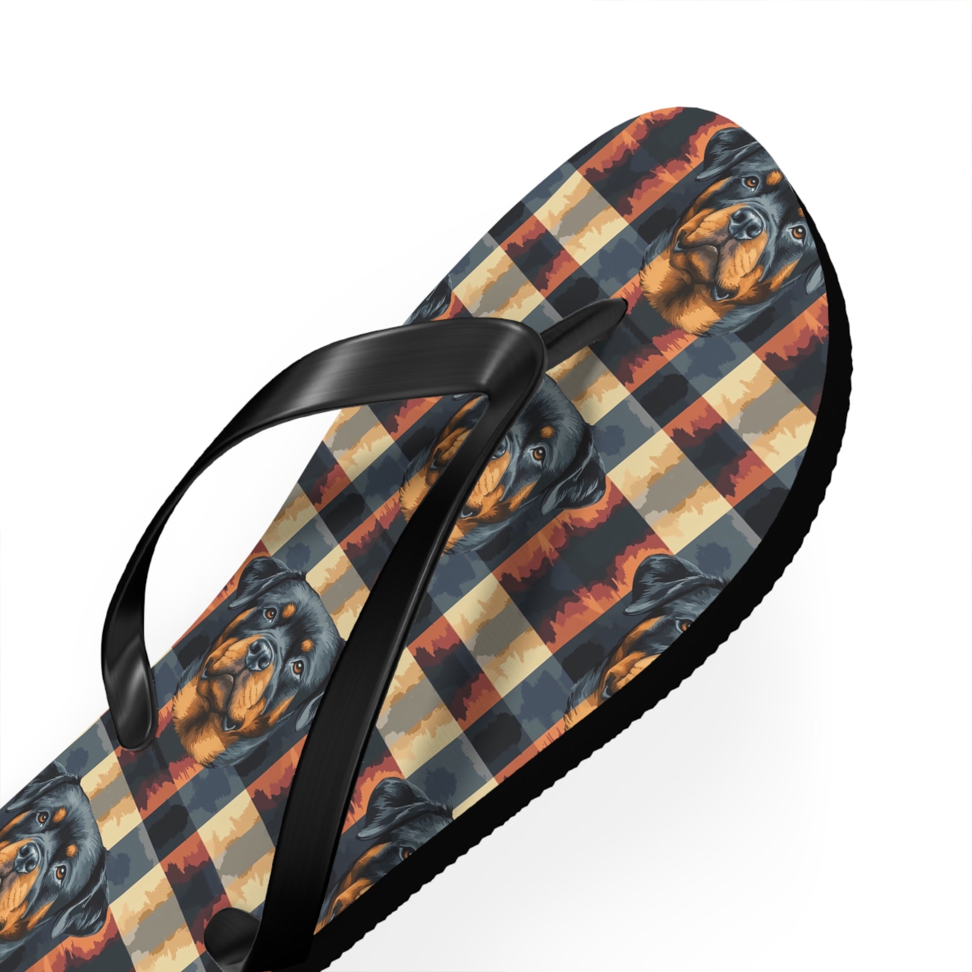 Pawsome Rottweiler Royalty Plaid Flip Flops