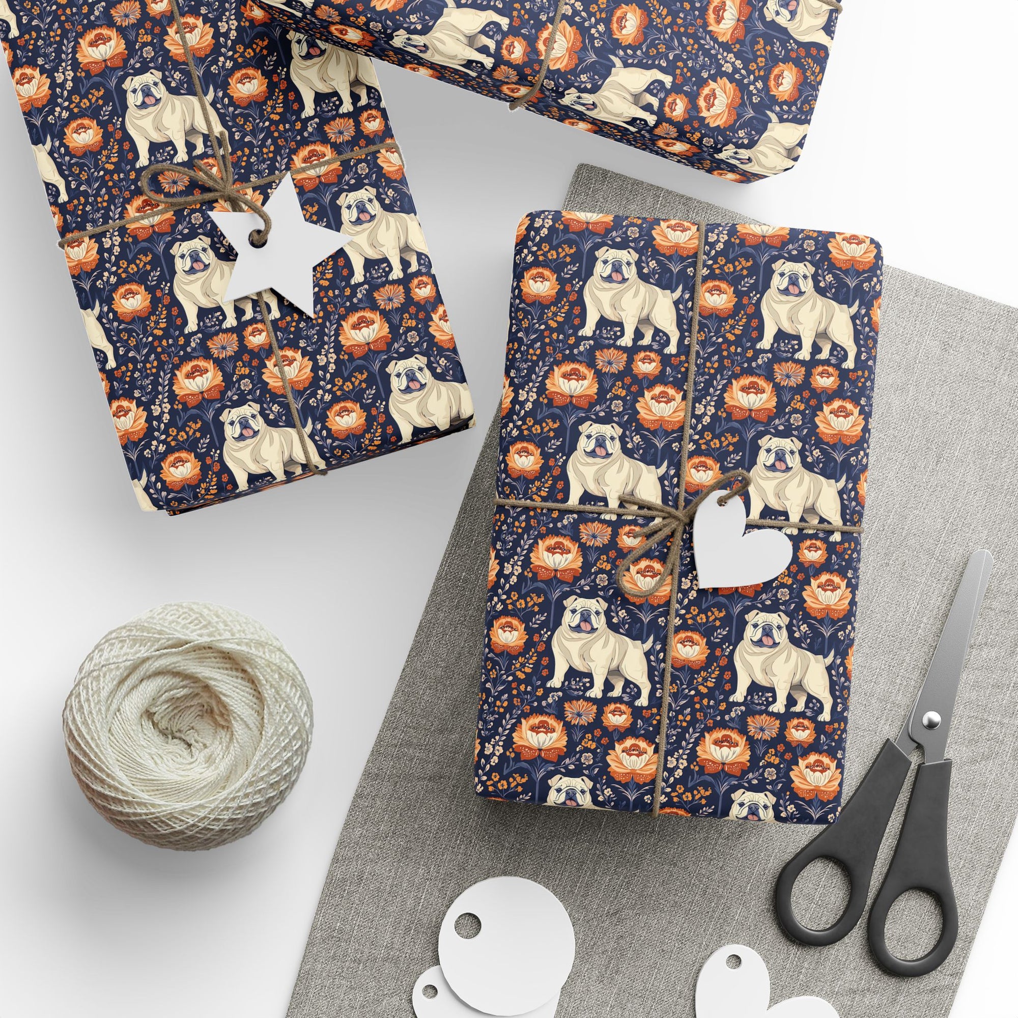 Bulldog Blossom Bonanza Wrapping Paper