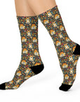 Corgi Rainbow Vine Dream Cushioned Crew Socks