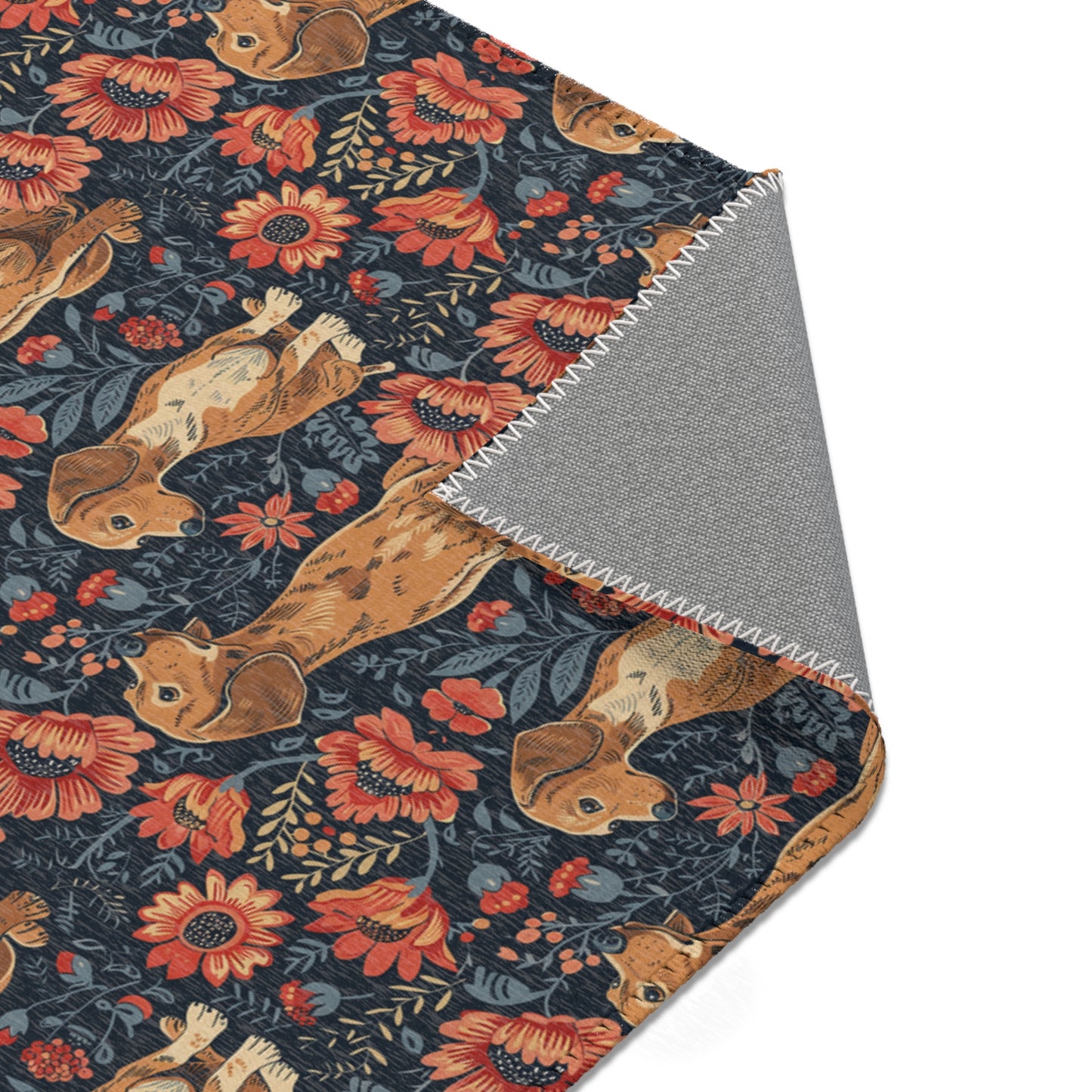 Dachshund Heritage - William Morris Inspired Area Rug