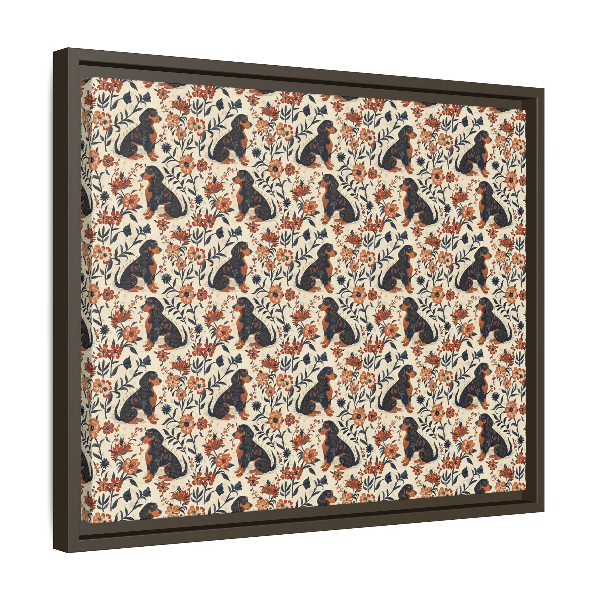 Blossoming Dachshunds Delight Matte Canvas, Framed