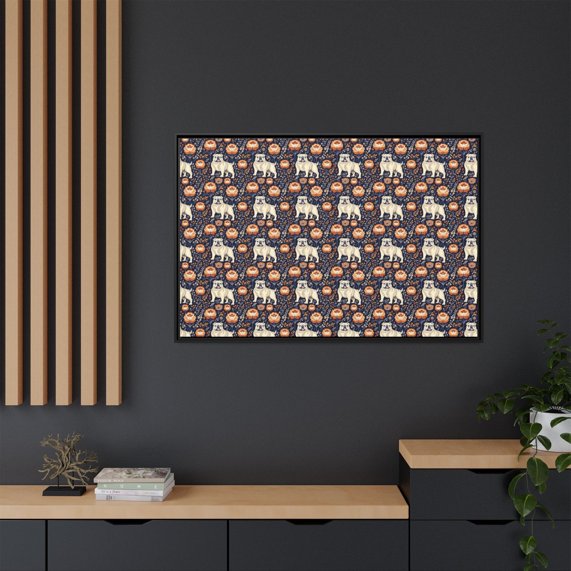 Bulldog Blossom Bonanza Matte Canvas, Framed