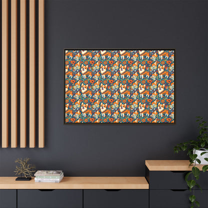 Corgi Carnival Couture Matte Canvas, Framed