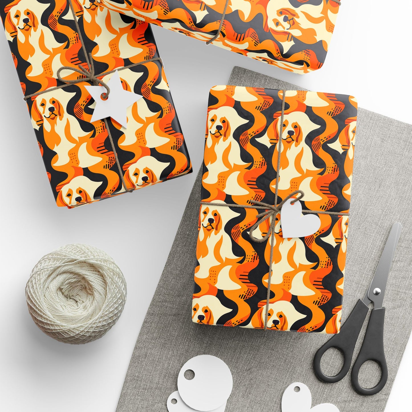 Golden Woof Abstract Glamour Wrapping Paper