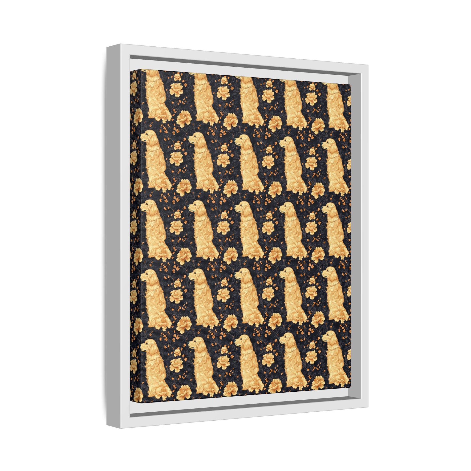 Golden Paws Floral Frenchie Matte Canvas, Framed