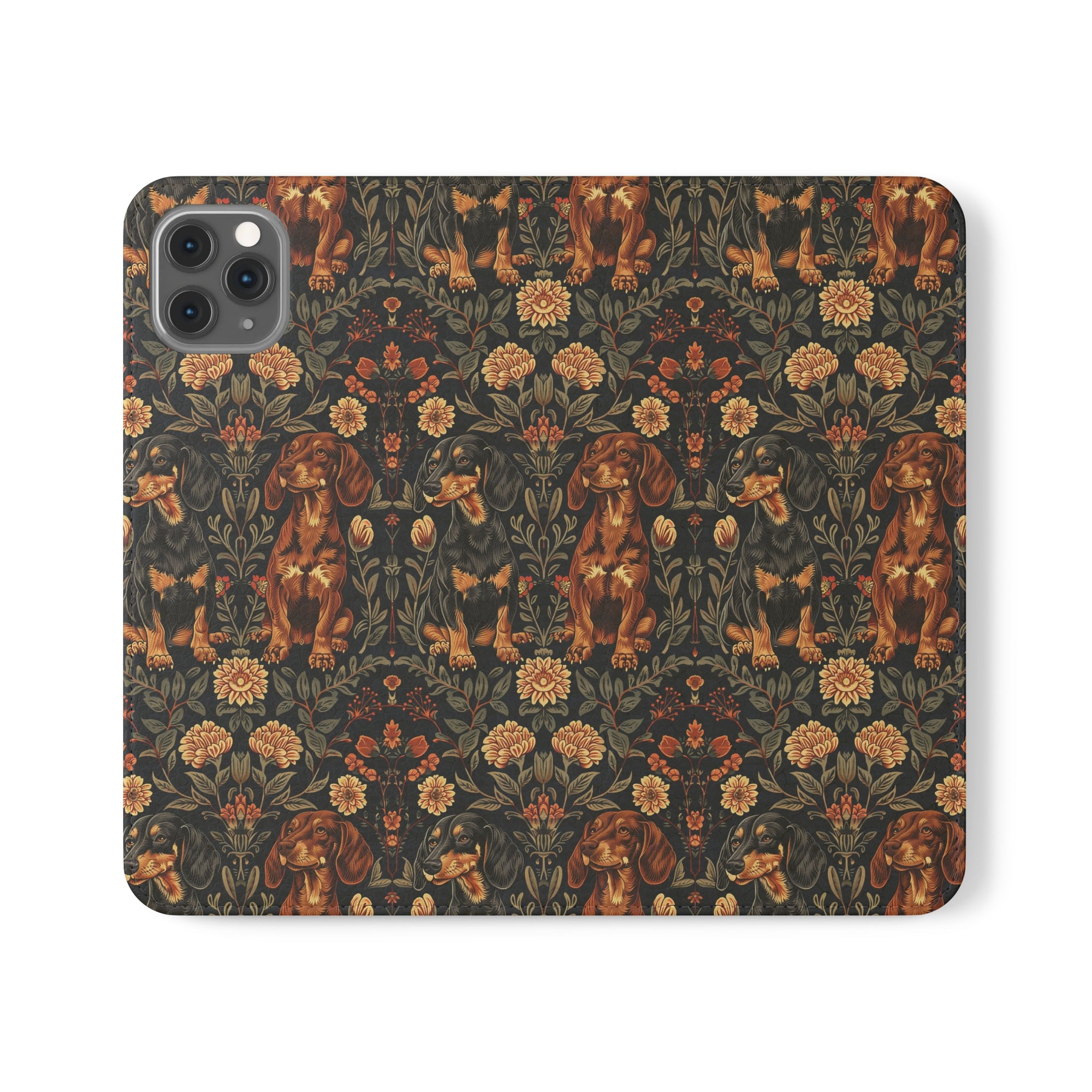 Dapper Dachshund Embroidery Elegance Flip Cases