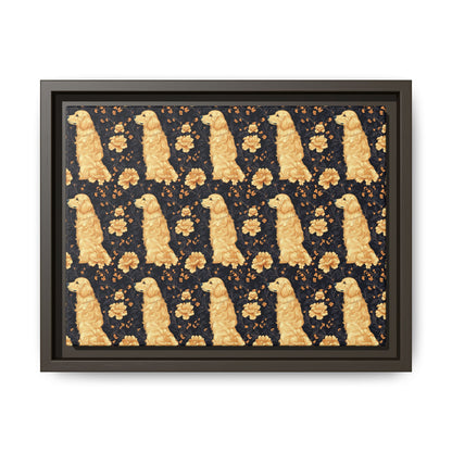 Golden Paws Floral Frenchie Matte Canvas, Framed