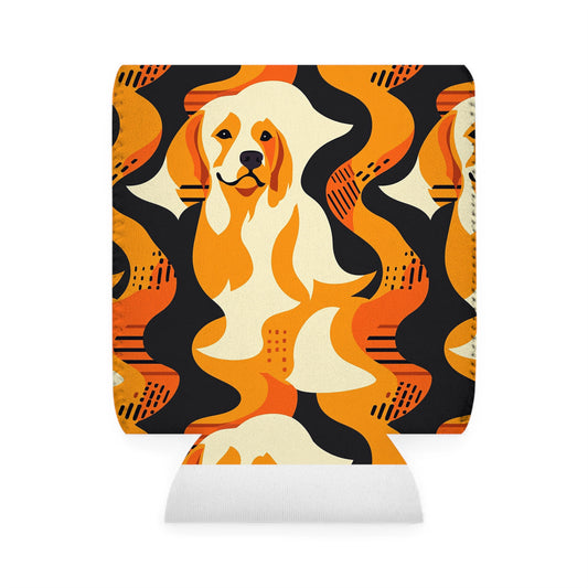 Golden Woof Abstract Glamour Can Cooler Sleeve