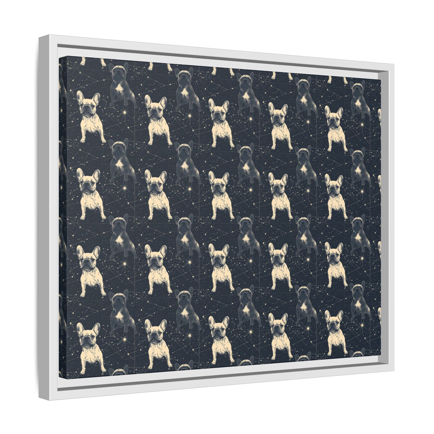 Frenchie Celestial Soar Matte Canvas, Framed