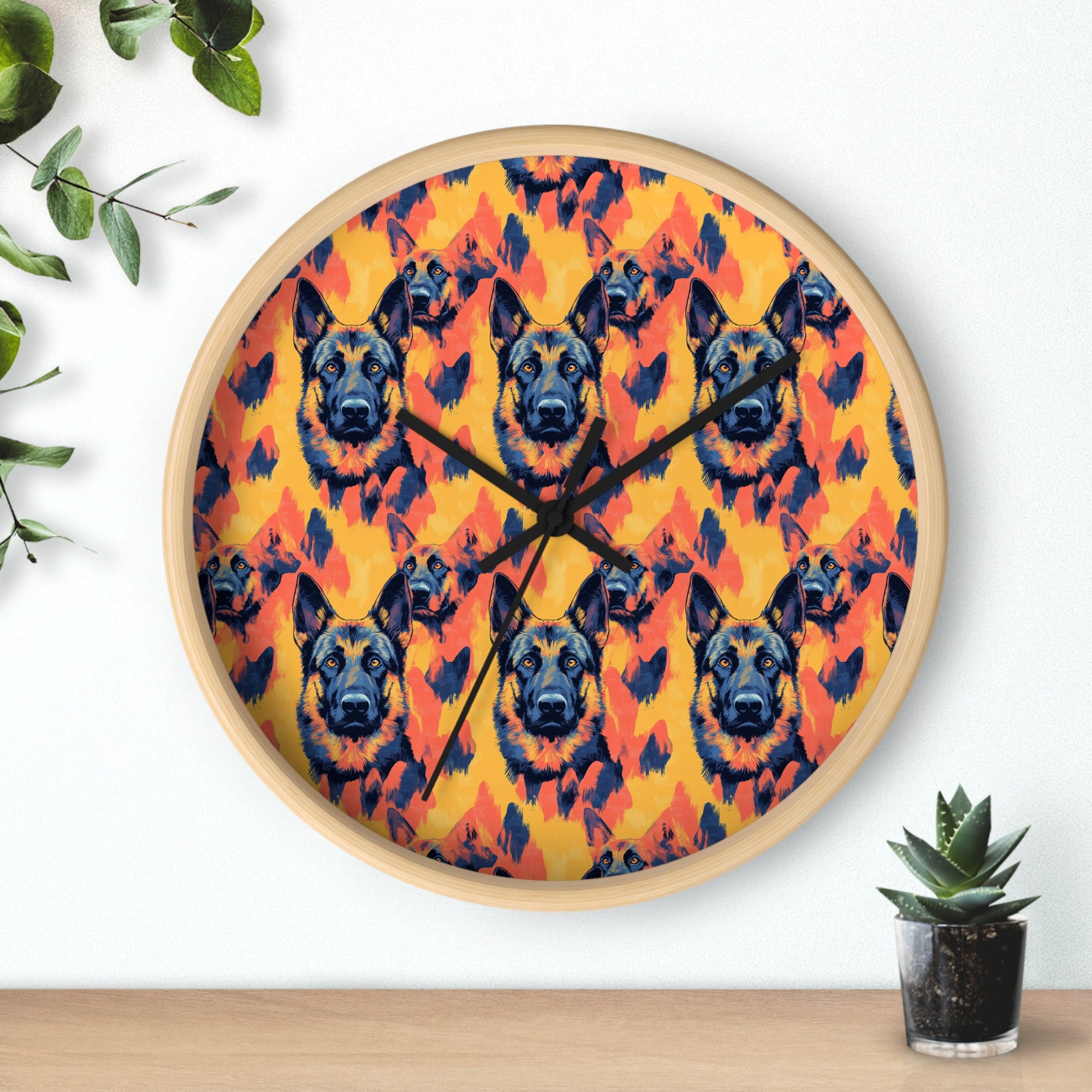 Impressionistic German Shepherds Wall Clock