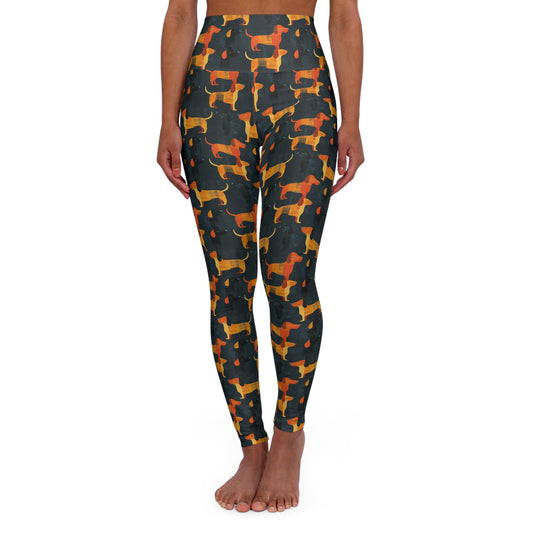 Dapper Dachshund Noir Glow High Waisted Yoga Leggings