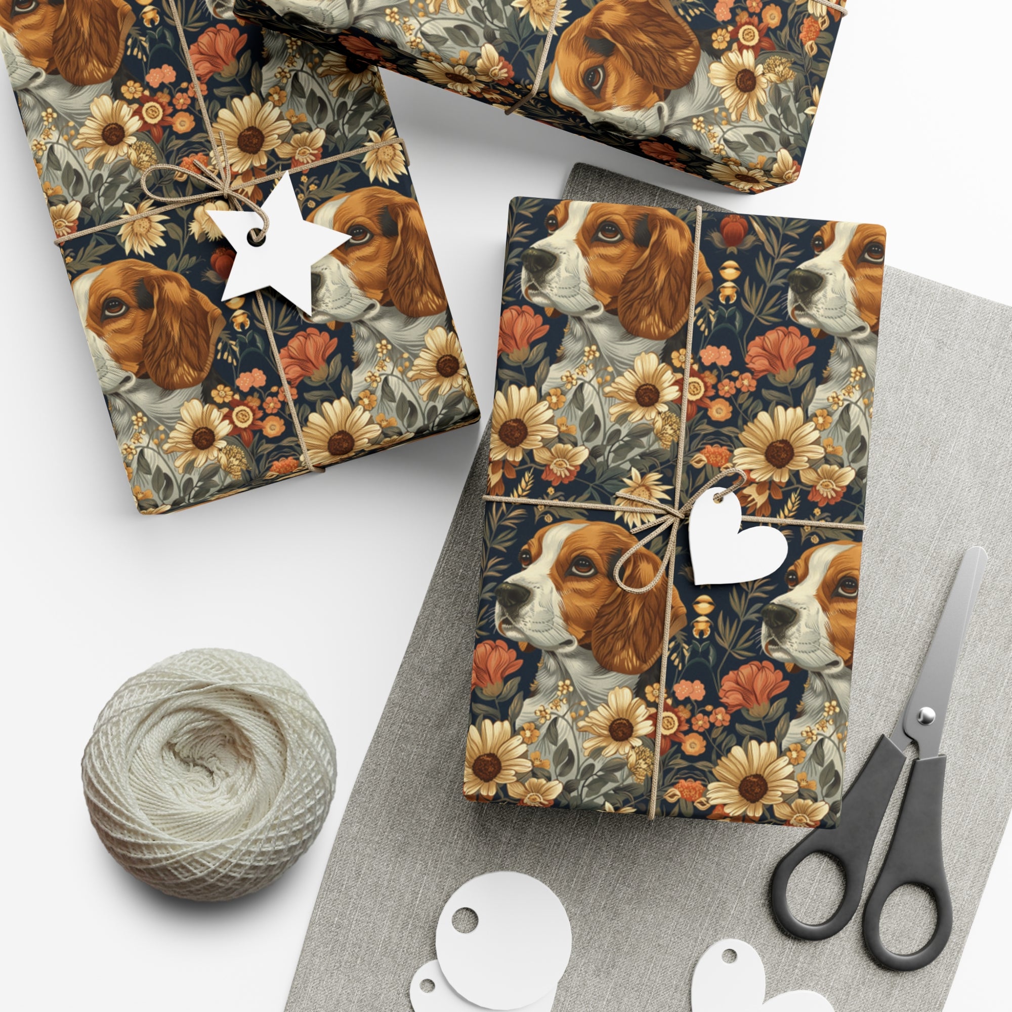 Beagle Blossoms Gift Wrap Papers