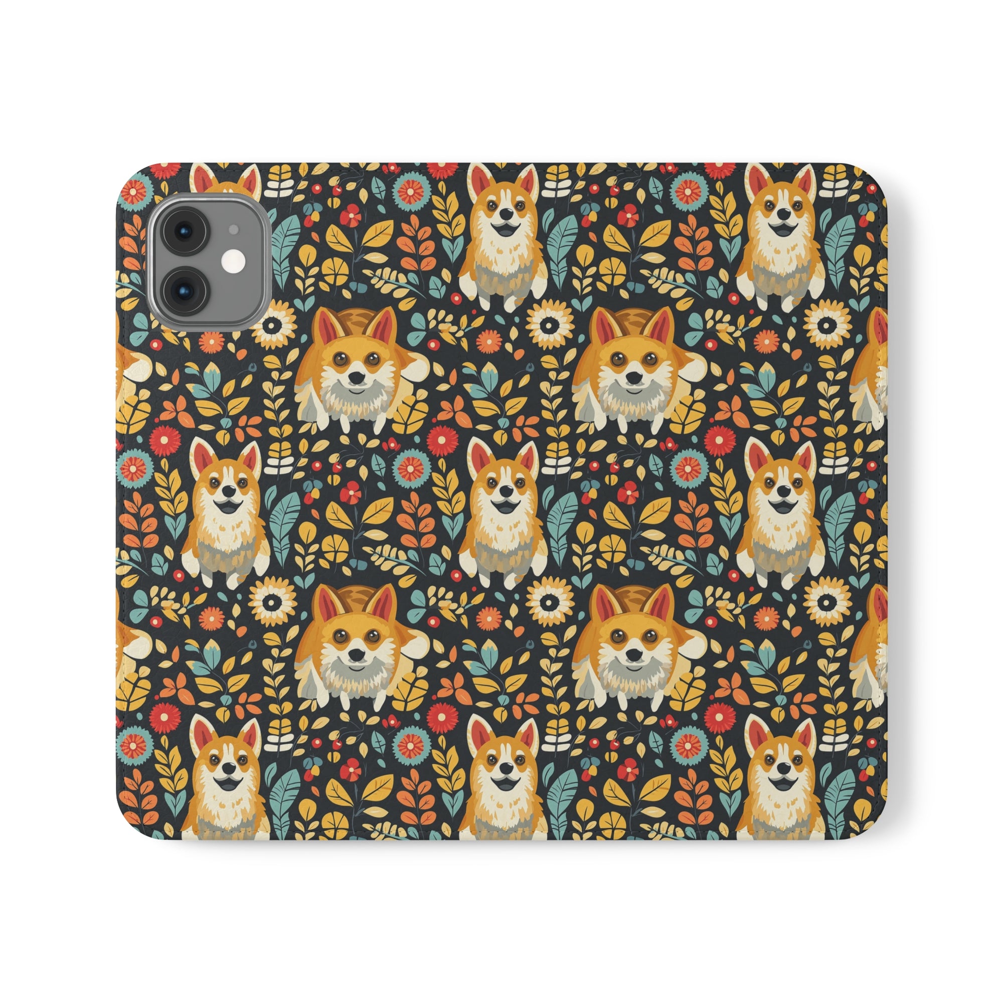 Corgi Rainbow Vine Dream Flip Cases