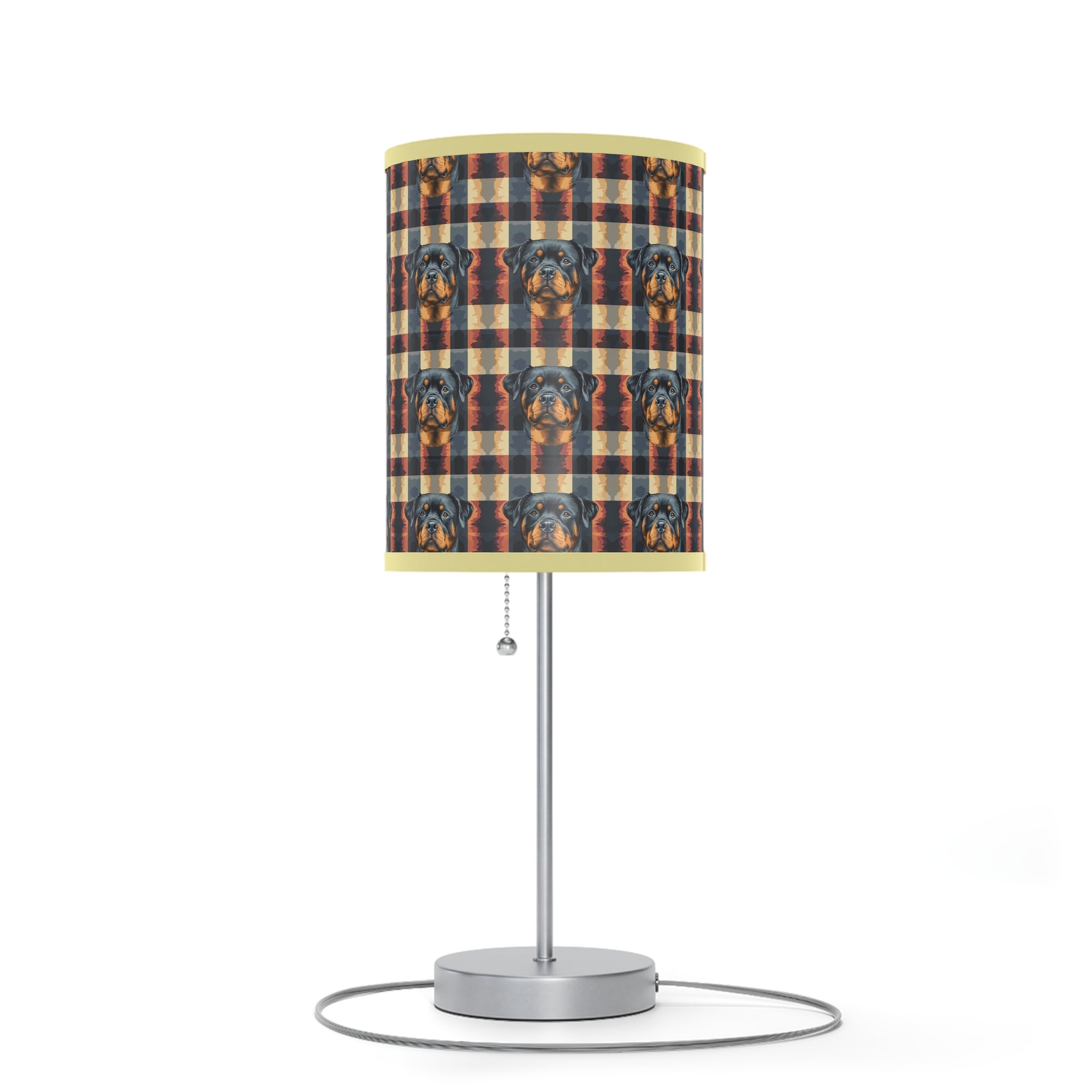 Pawsome Rottweiler Royalty Plaid Lamp on a Stand