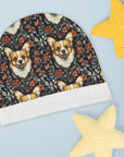 Floofy Corgi Blossom Blast Baby Beanie