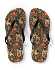 Blooming Pug Paradise Flip Flops