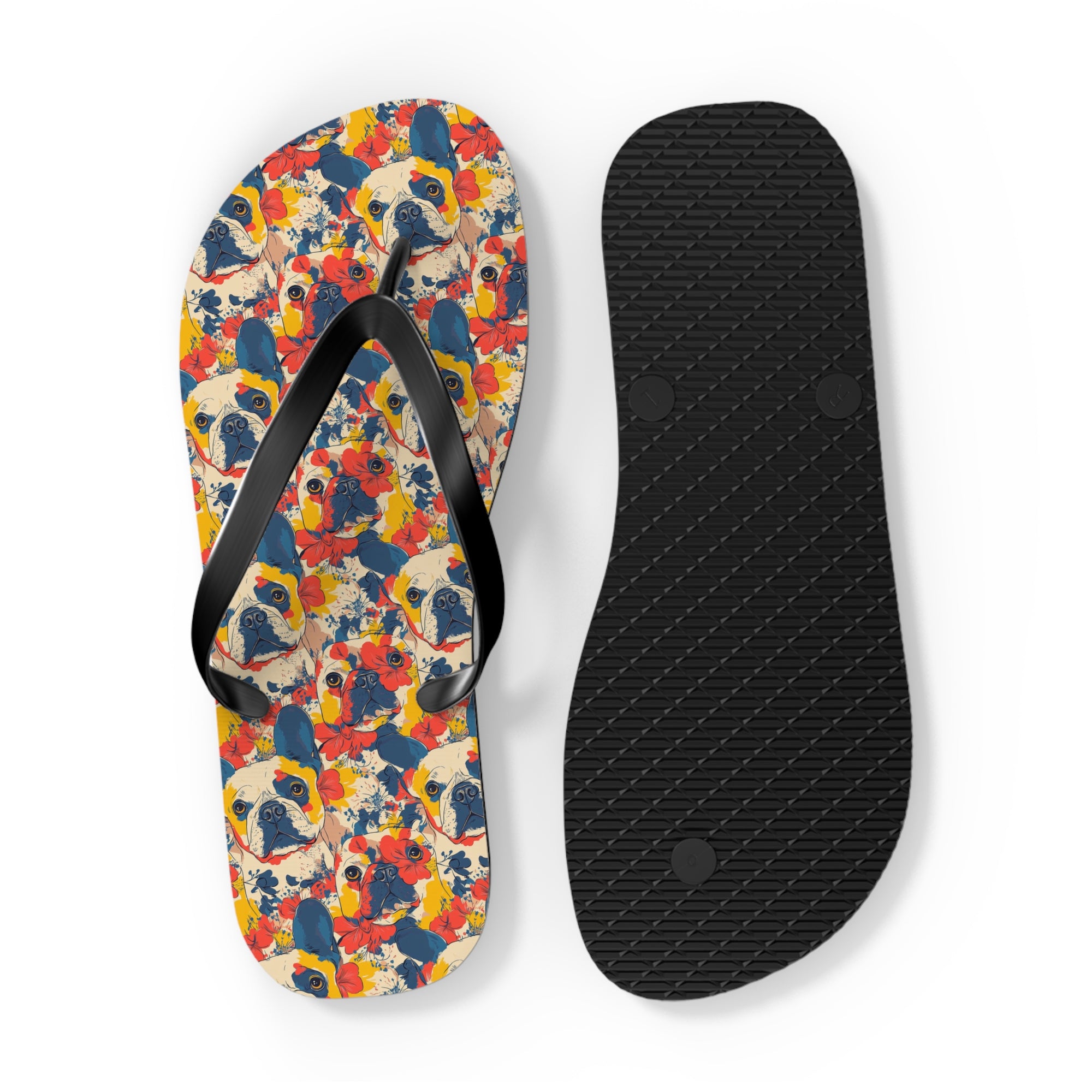 Bloom Pup Frenchietastic Splatter Flip Flops