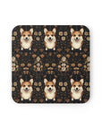 Nighttime Corgi Glow Stride Cork Back Coaster