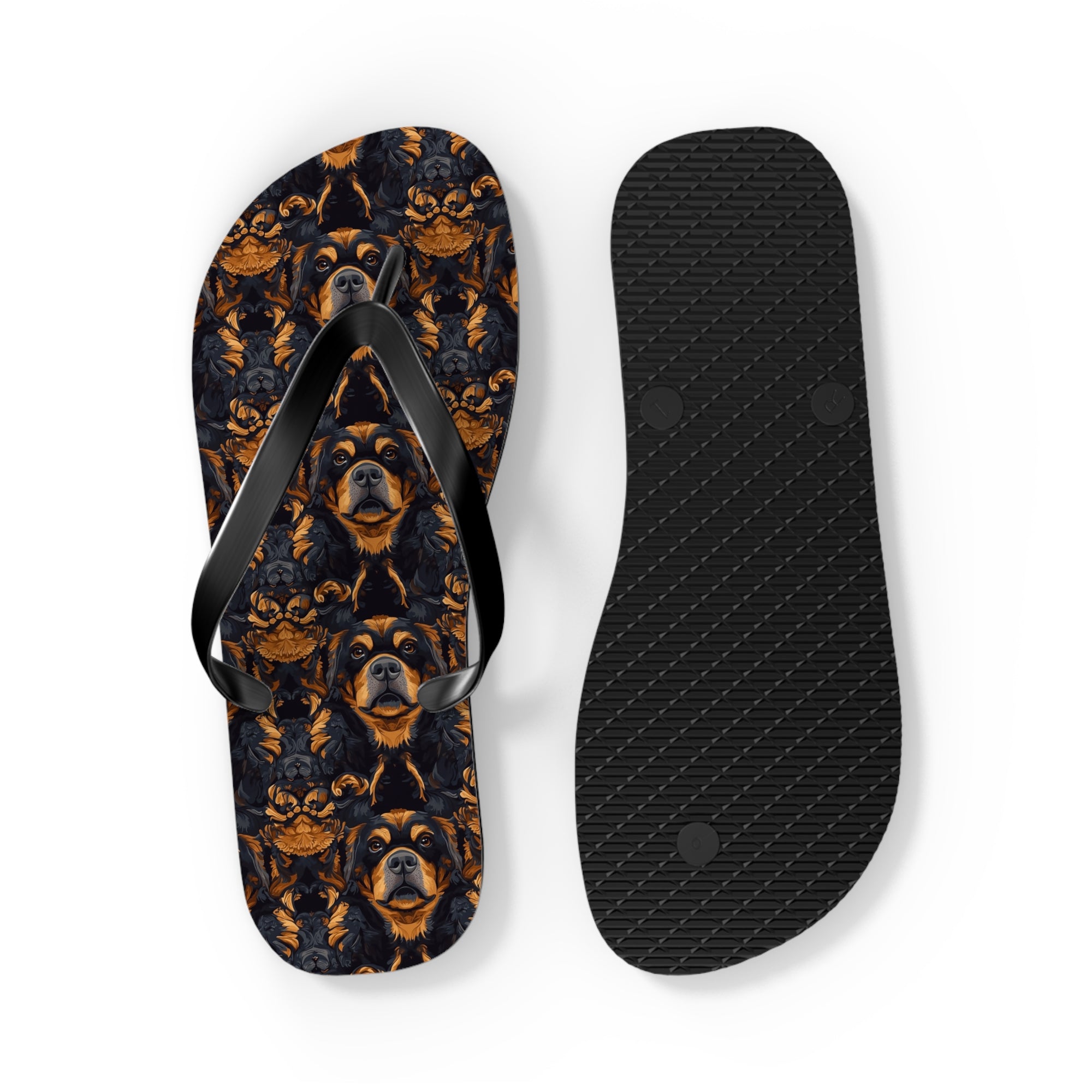 Modern Rottweiler Royalty Flip Flops