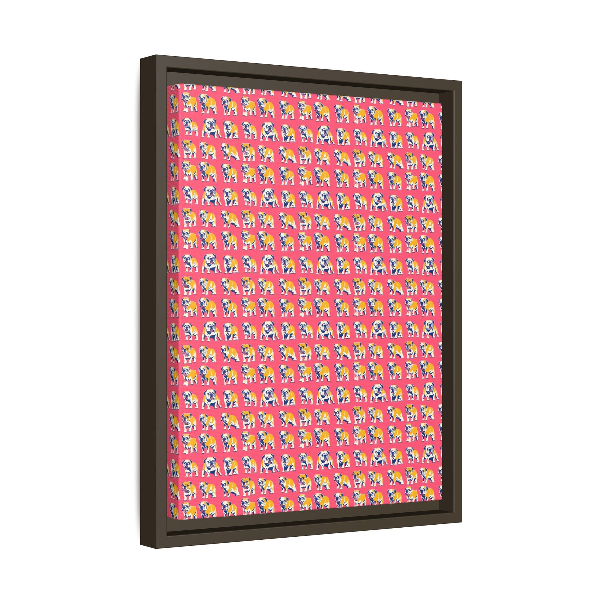 Bubblegum Glamour Bulldog Bouquet Matte Canvas, Framed