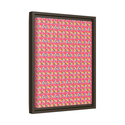 Bubblegum Glamour Bulldog Bouquet Matte Canvas, Framed