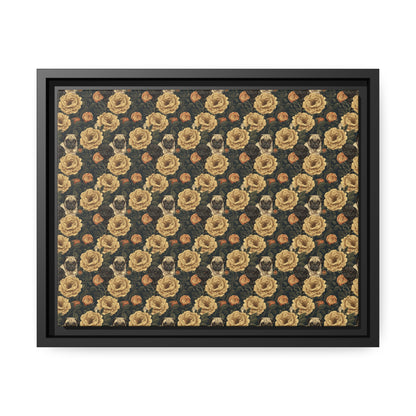 Pugs in Bloom, Framed Matte Canvas