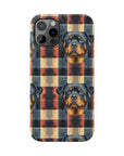 Pawsome Rottweiler Royalty Plaid Slim Phone Cases