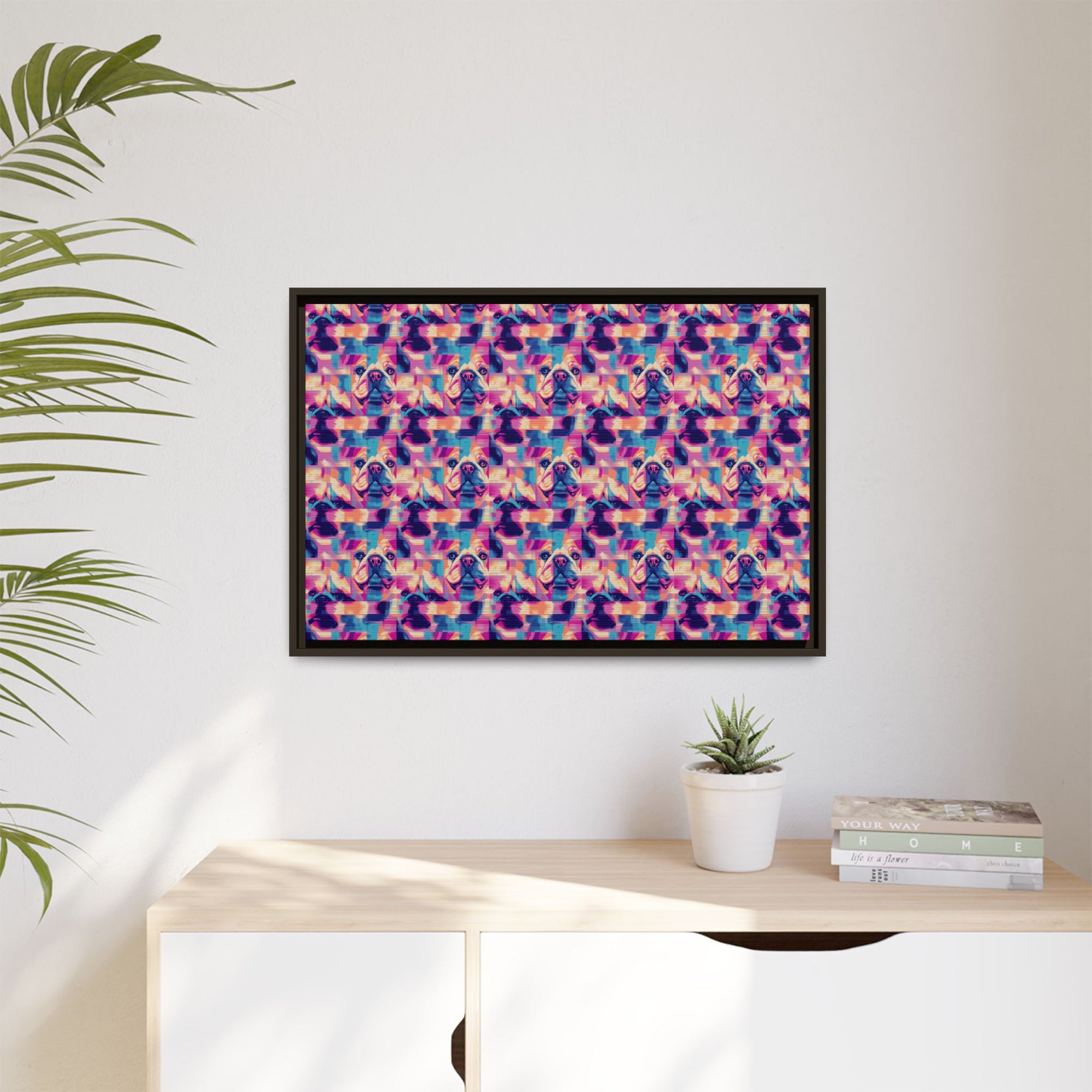 Dazzling Bulldog Chic Matte Canvas, Framed