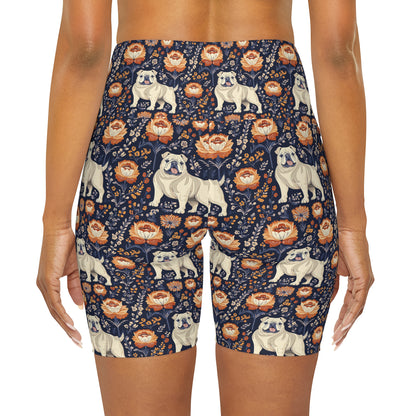 Bulldog Blossom Bonanza High Waisted Yoga Shorts